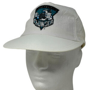 Vintage 90s Las Vegas Thunder Hat Cap White Ice Hockey Snapback 5 Panel A Frame